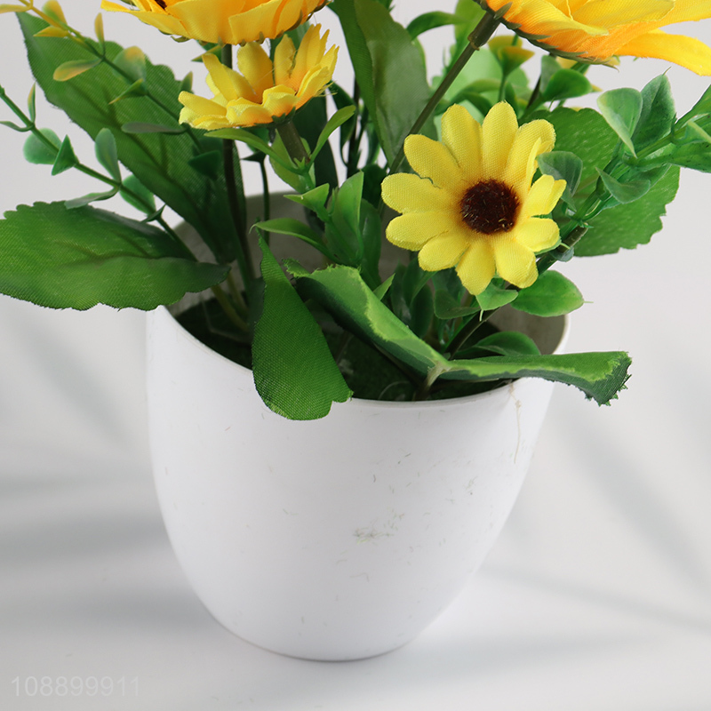 Hot sale faux plant artificial sunflowers in pot for home kitchen decor