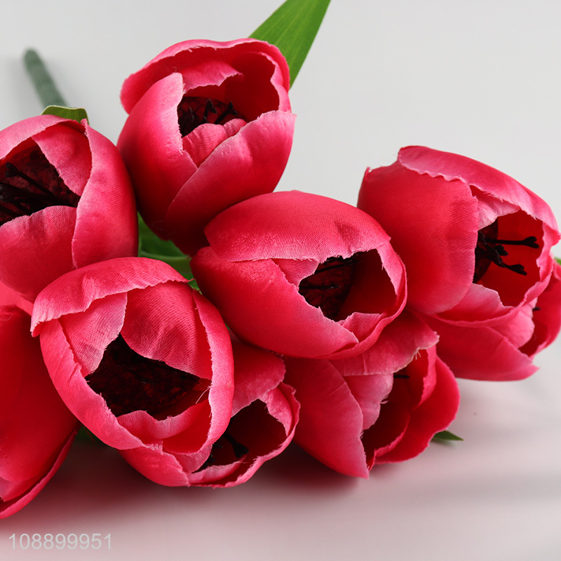 Wholesale 9-head artificial tulips lifelike tulip bouquets for garden decor