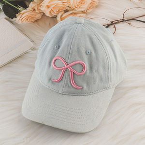 High quality cute bow embroidered baseball cap sunhat for women