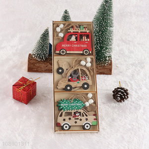 Wholesale Wooden Christmas Tree Ornaments Painted Wooden Slices Set
