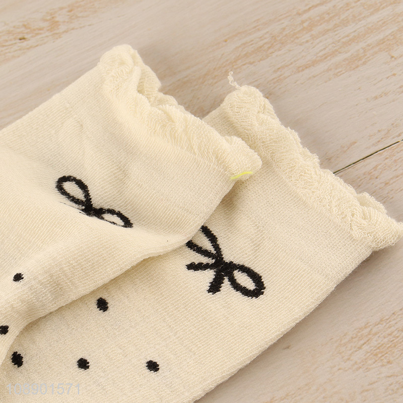 China imports trendy comfy bow socks breathable crew socks for women