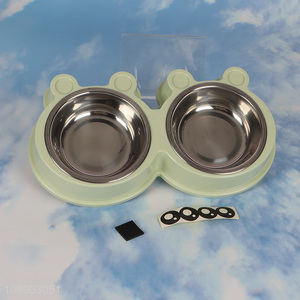 Hot selling frog shape  2-in-1 plastic bowl & stainless steel bowl