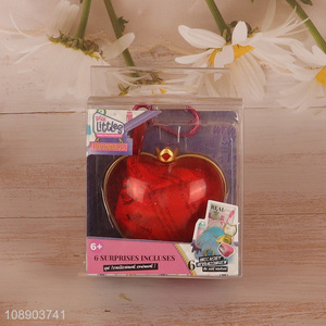 Good quality heart shape mini girls princess hand bag pendant kit blind box toy