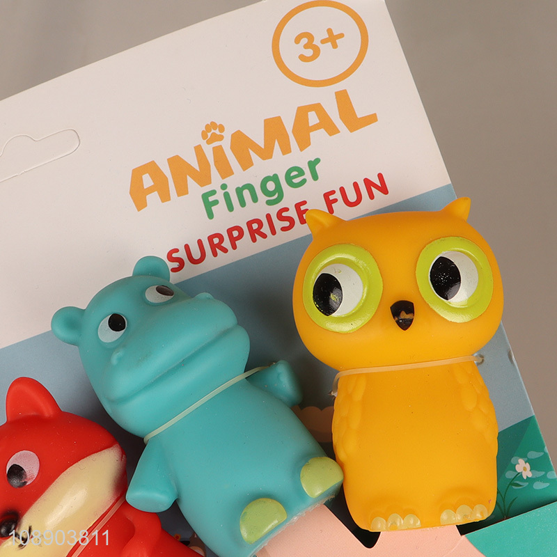 Yiwu market cartoon animal vinyl finger puppet toys for sale