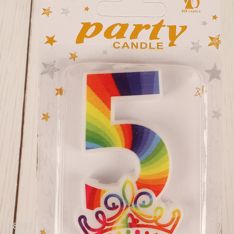 China wholesale rainbow color party decoration candle number candle