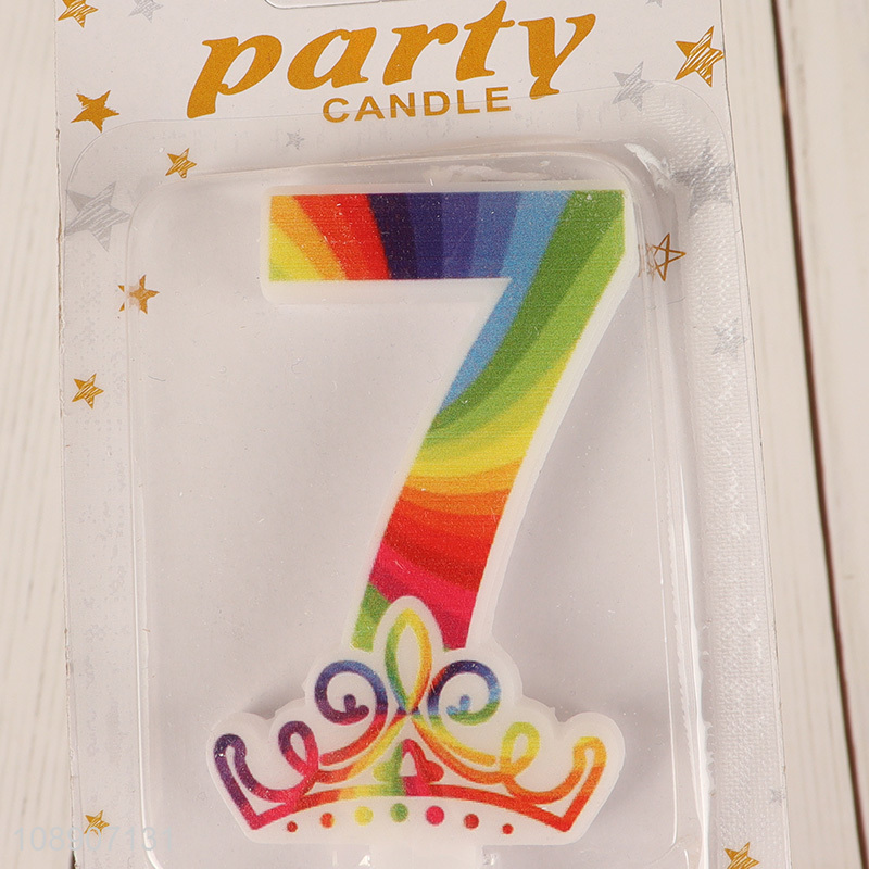 Good sale rainbow color cake decoration candle party number candle