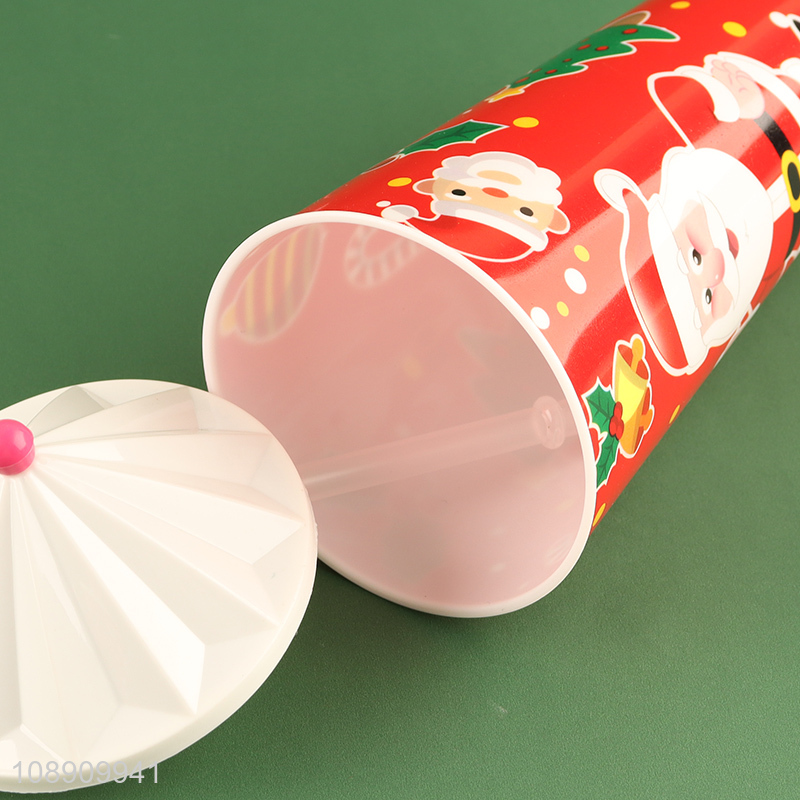 Wholesale 500ml Christmas Plastic Cup with Lid & Straw for Gifts