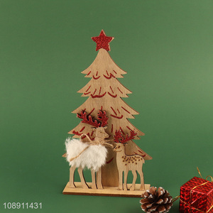 Wholesale Wooden Christmas Tree Reindeer Figurine for Tabletop Decor