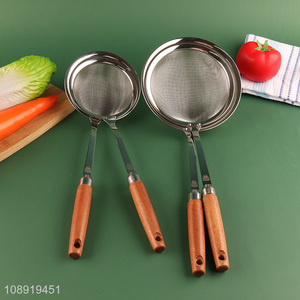 Top selling wooden handle fine mesh strainer for kitchen