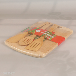 High quality natural bamboo cutting <em>board</em> and cooking utensils set