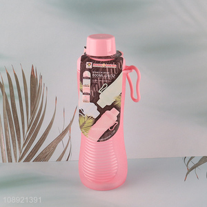 China factory pink portable plastic water bottle with handle