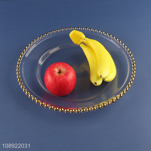 Yiwu market clear round glass decorative dessert plate fruit plate