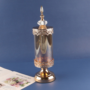 Yiwu market home decoration luxury glass candle holder for sale