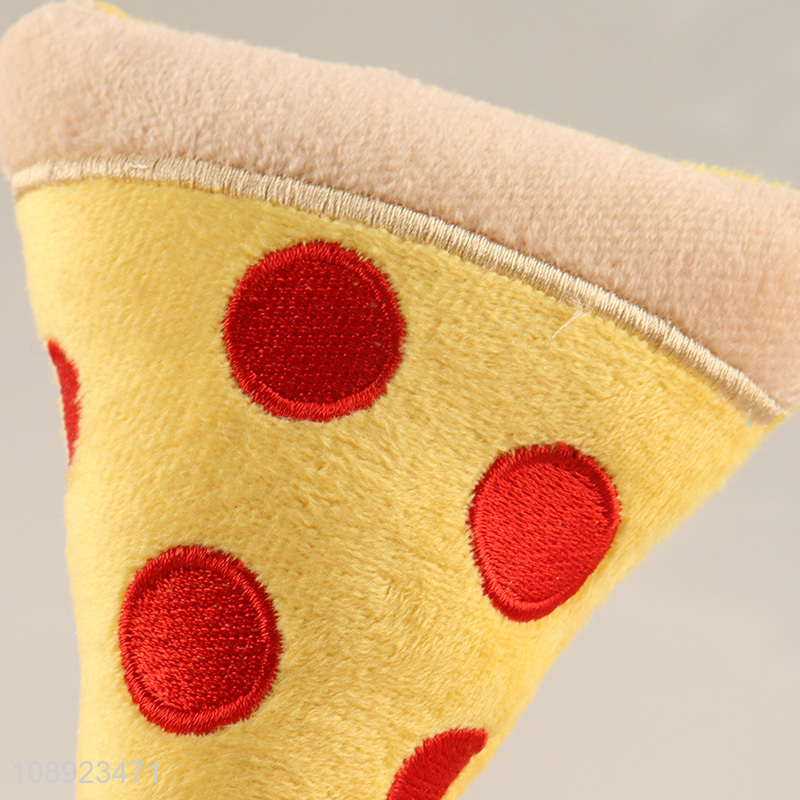 China products pizza shape pet dog chew toy squeaky plush toy