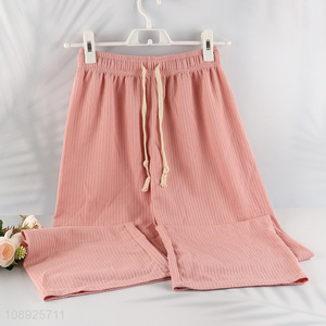 Yiwu market fashionable pink wide leg trousers casual pants for women