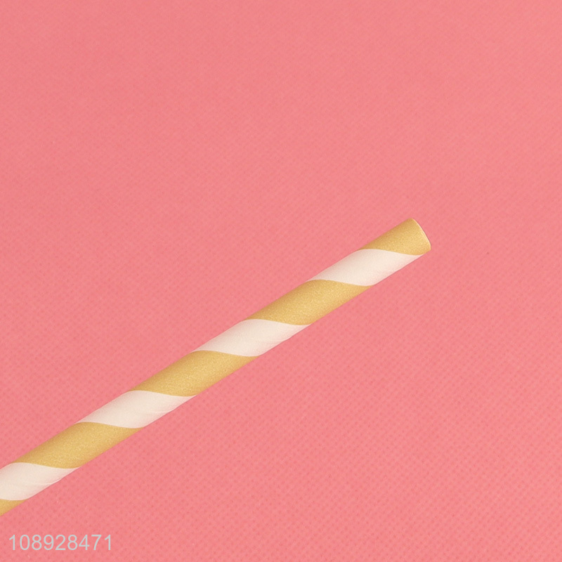 Factory Supply Striped Paper Straws Biodegradable Disposable Straws