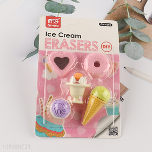 Online wholesale ice cream series students stationery eraser set