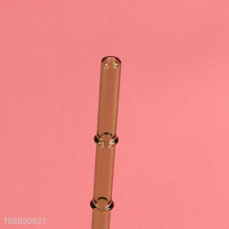 Wholesale 4+1 Shatter Resistant Bent Bamboo Shaped Glass Straws