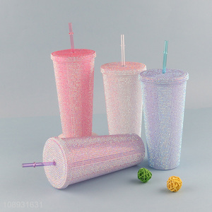 Good quality plastic straw cup water cup drinking cup with lid