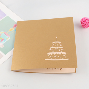 China products creative 3D birthday cake greeting cards for gifts