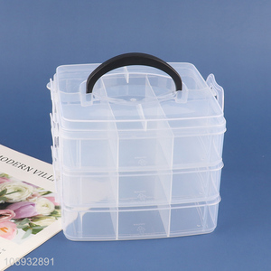 Hot products multi-layer clear jewelry box with handle