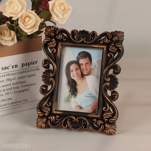 Factory Wholesale 4X6 inch European Antique Standing Plastic Picture Frame