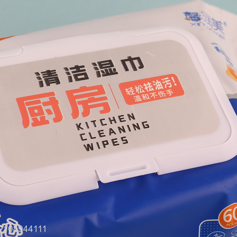 Wholesale 60PCS Lemon Scented Disposable Non-Woven Kitchen Cleaning Wipes