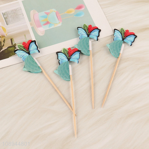 Hot Selling 4PCS Butterfly Cupcake Toppers Cupcake Toothpicks