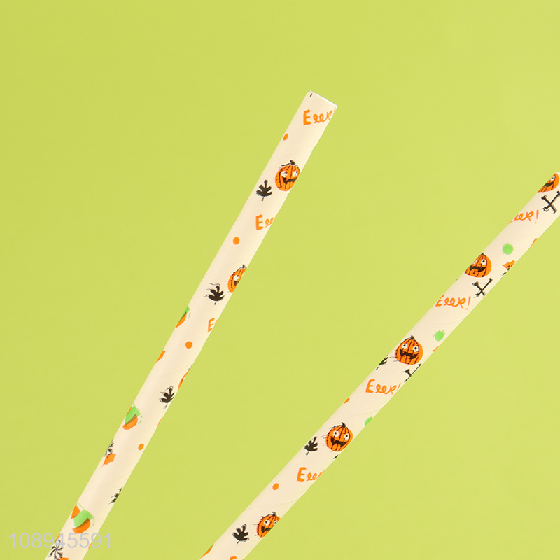 High Quality Biodegradable Paper Straws Halloween Pumpkin Straws