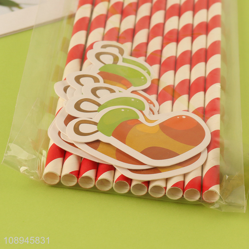 Hot Selling Christmas Stockings Drinking Straws Biodegradable Paper Straws