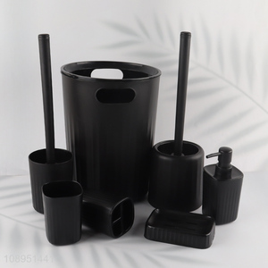 Factory Price 7PCS Plastic Bathroom Accessories Set with Trash Can