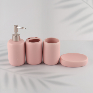 Factory Price 4PCS Ceramic <em>Bathroom</em> <em>Accessories</em> Set with Soap Dispenser