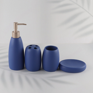 High Quality 4PCS Ceramic <em>Bathroom</em> <em>Accessories</em> Set with Lotion Dispenser