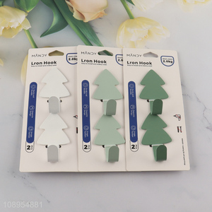 High Quality 2PCS Tree Shaped Sticky Hooks Self Adhesive Towel Hooks