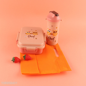 Hot Sale Cartoon Plastic Lunch Box and Water Bottle Set for Kids Children