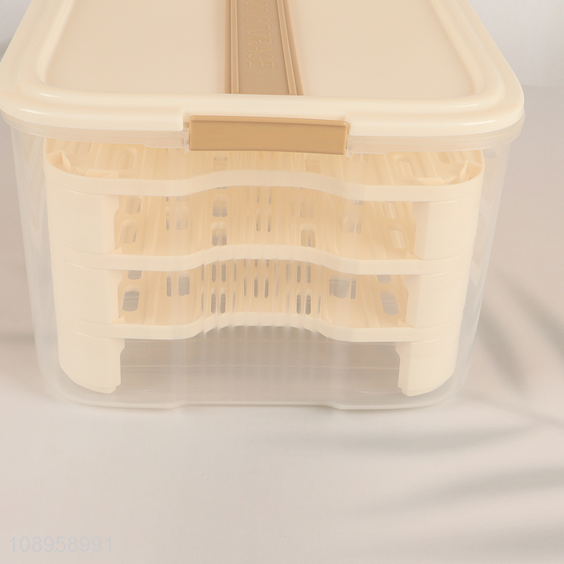 Top quality multi-layer fridge dumpling storage box with handle