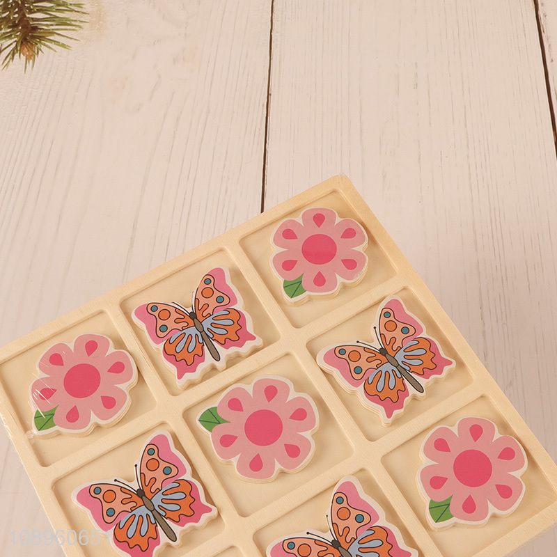 Good price butterfly series wooden tic tac toe toy for kids