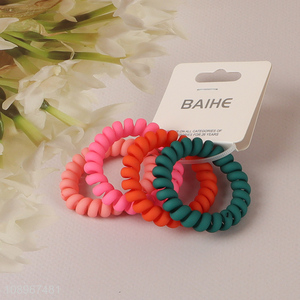 Low price 4pcs girls hair accessories telephone wire hair rope