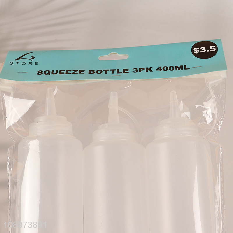 Most popular 3pcs clear kitchen squeeze bottle condiment bottle