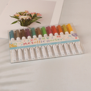 New Arrival 12 Colors Metallic Marker Pens for Journaling <em>Painting</em> Coloring