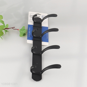 Best selling household black aluminum wall-mounted hook coat hanger