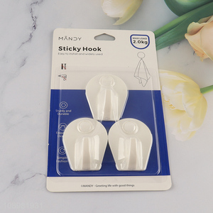 Low price 3pcs heavy duty plastic sticky hook adhesive hook wall hook