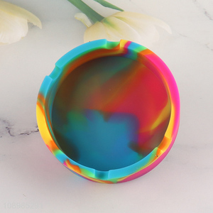 Top quality round colourful heat-resistant silicone ashtray for sale