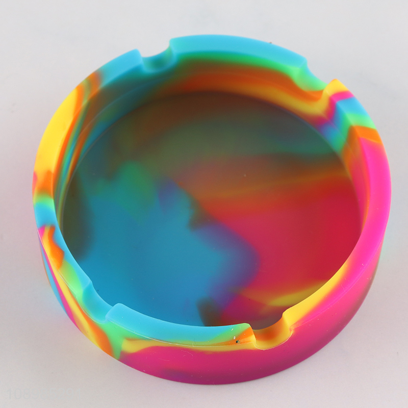 Top quality round colourful heat-resistant silicone ashtray for sale