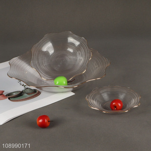 Online Wholesale Gold Brim Glass Fruit Plate for Kitchen Counter Decor