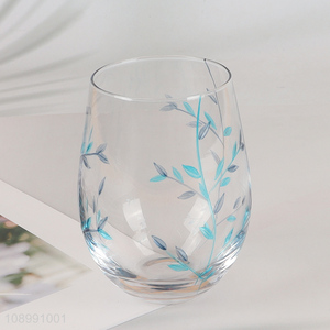 Hot Selling Leaf Pattern Stemless Champagne Flute Champagne Wine Glasses