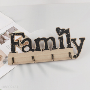 Popular products family word home decor wooden wall-mounted hook