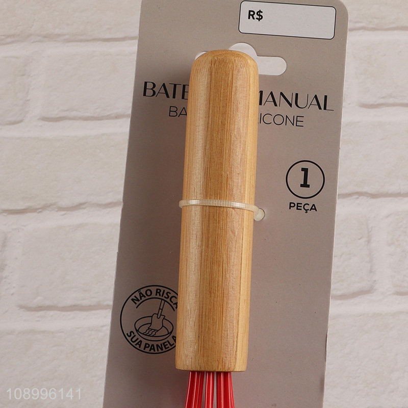 Good Quality Kitchen Cooking Tool Balloon Egg Whisk with Bamboo Handle