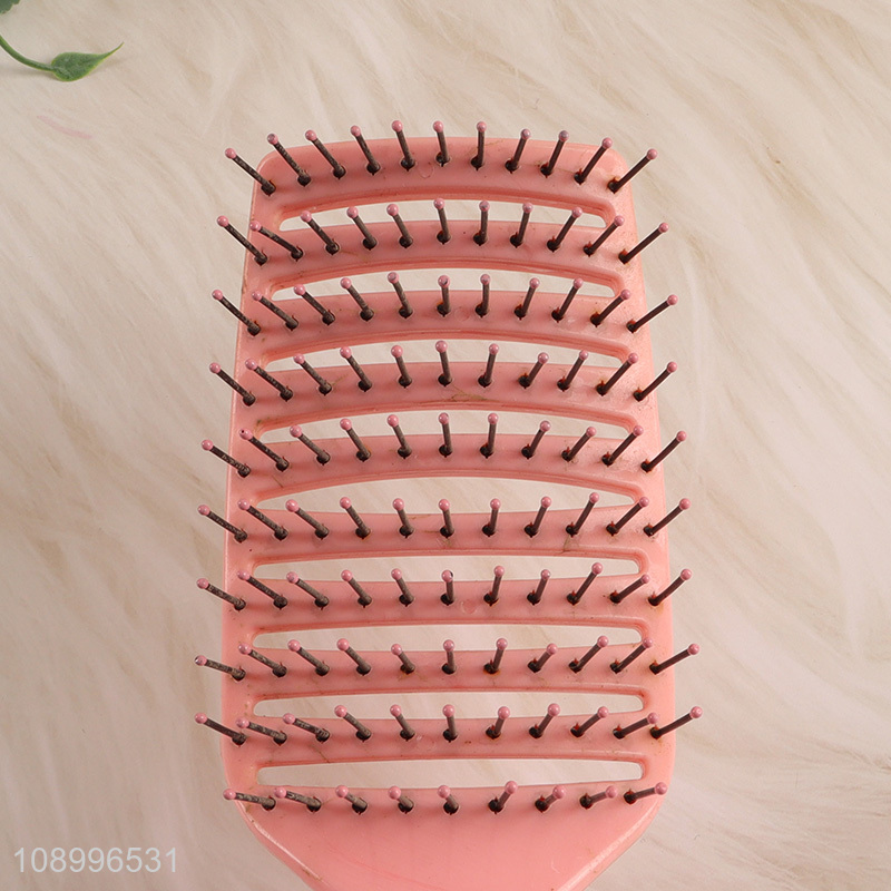 Online Wholesale Curved Vented Detangling Hair Brush with Nylon Bristles