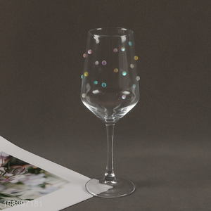 Wholesale Colorful Dots Long Stemmed Red Wine Glasses for Wedding Anniversary